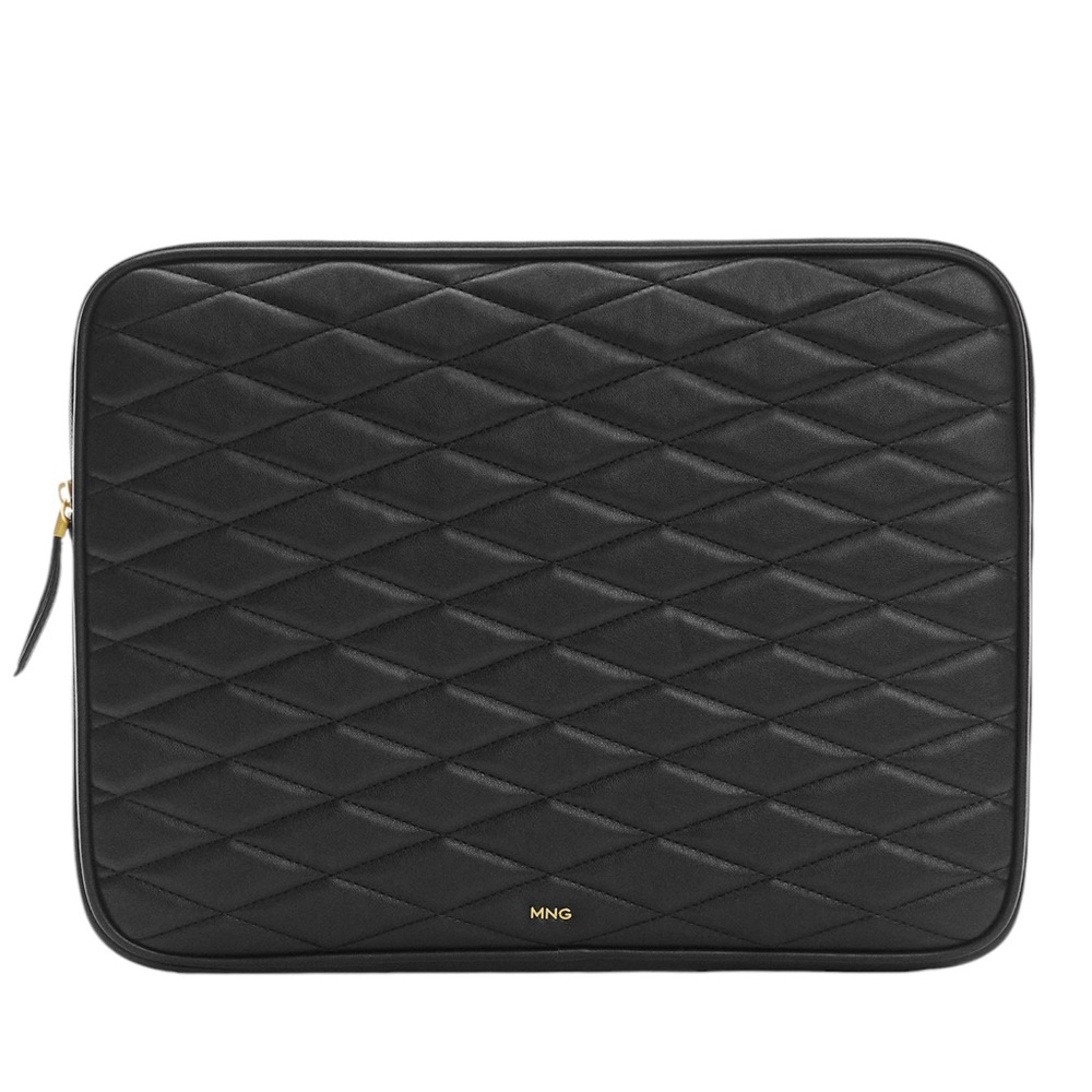 Mango Black Quilted Padded Laptop Case Sleeve